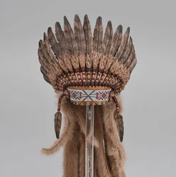 TBLeague PL2022-196B Female Hunter Warrior Mohegan Brown Royal Feather Decor Helmet Head Crown Fit 12