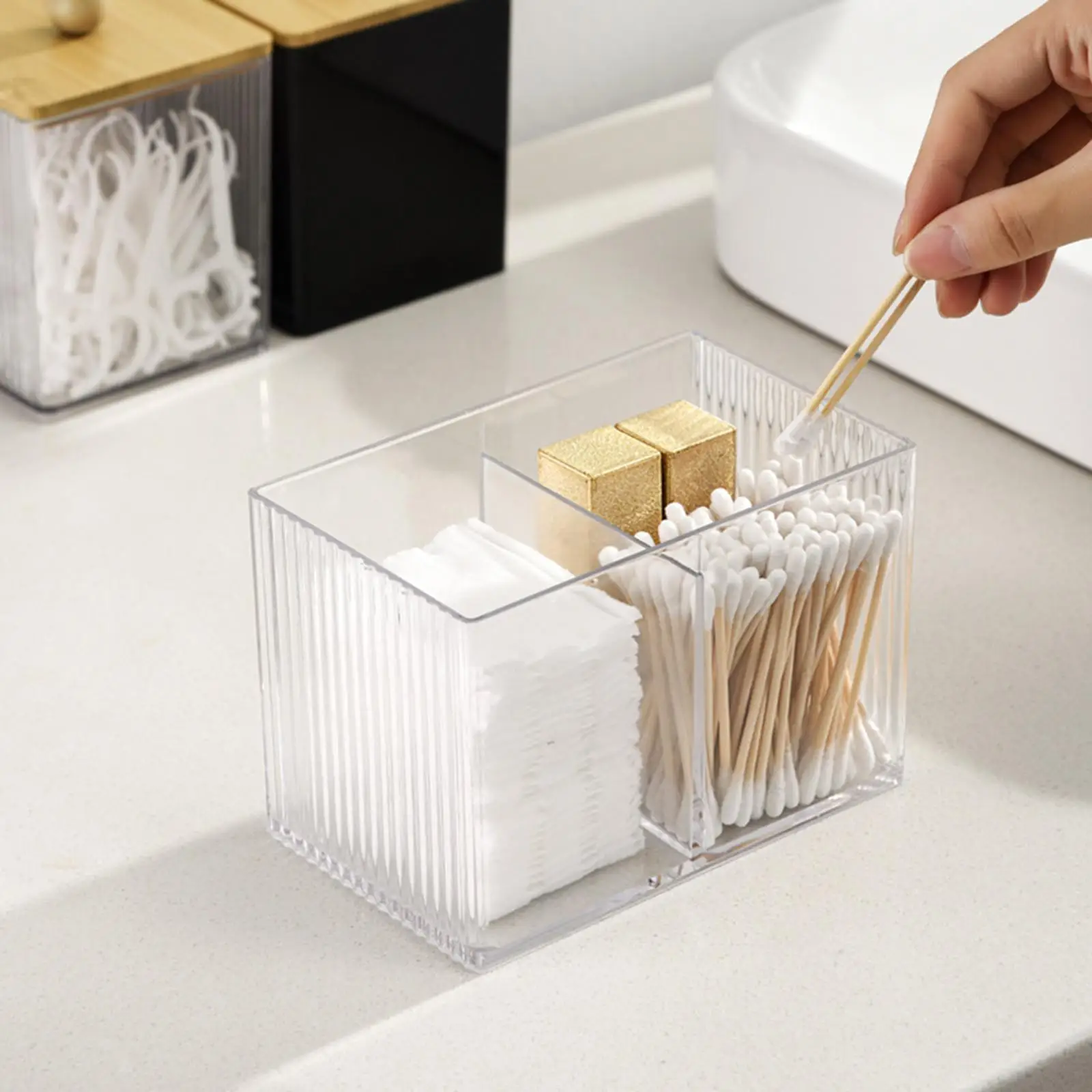 Makeup Cotton Swab Pad Holder, Ear Bud Holder, Dustproof Cotton Swab Storage Canister, Qtip Holder Dispenser