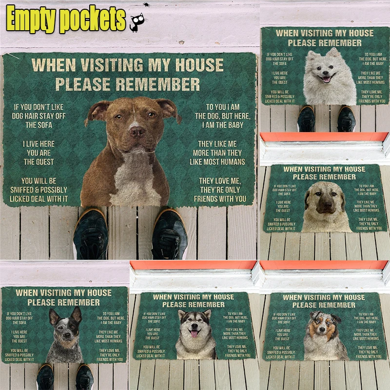 Please Remember American Staffordshire Terrier Dogs Doormat Decor Print Carpet Soft Flannel Non-Slip Doormat for Bedroom Porch