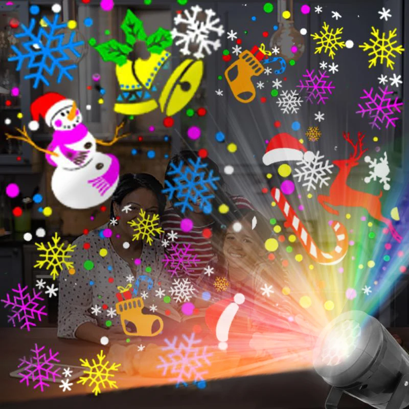 Christmas Projector Light LED Snowflake Elk Laser Projector 16 Patterns Projection Lamp Party Home Decor 2023 Window