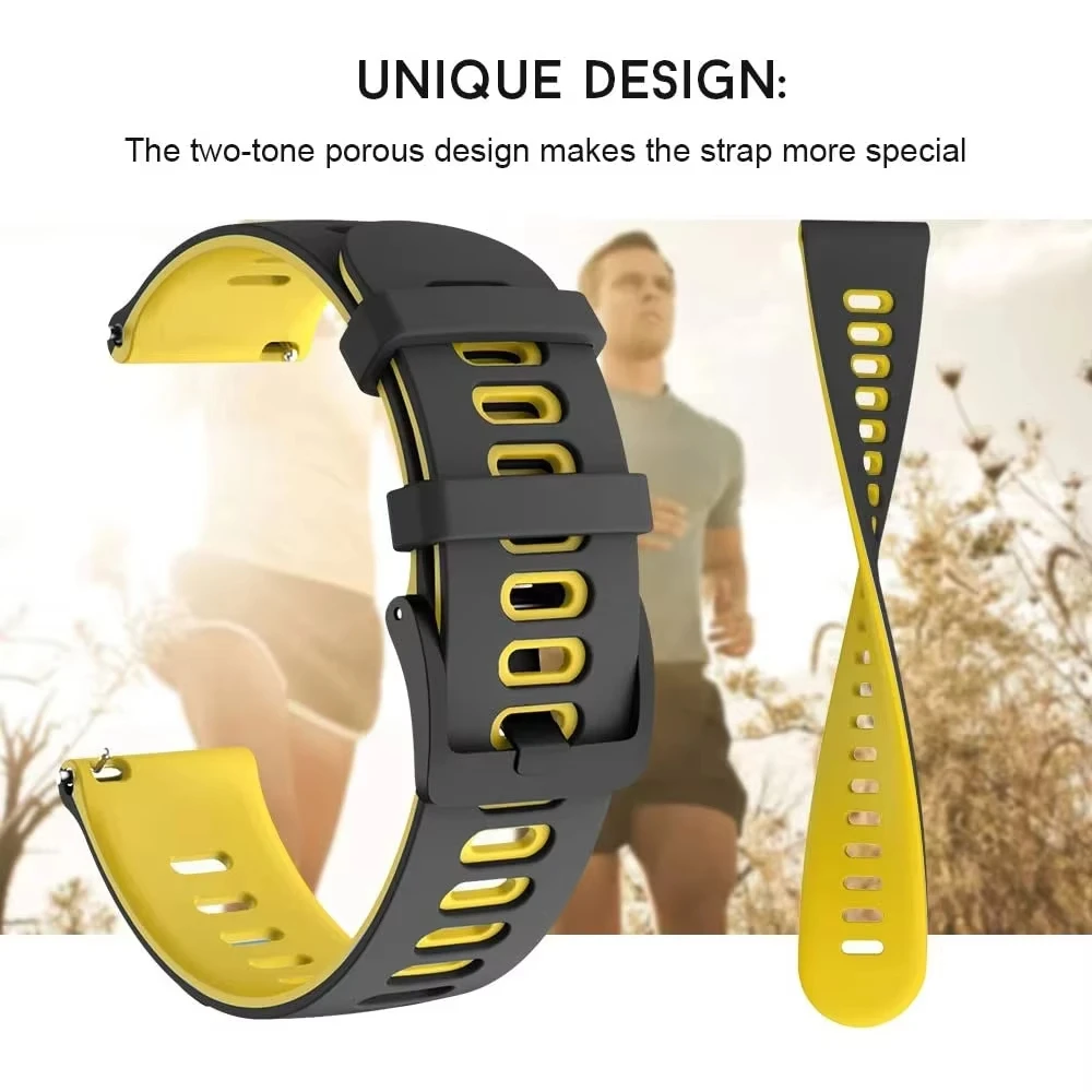 Cinturino in silicone bicolore da 22 mm per Huawei Watch 5 4 3 Pro 46mm cinturino sportivo per Huawei Watch GT 5 Pro/GT5 GT4 GT3 GT2 braccialetto
