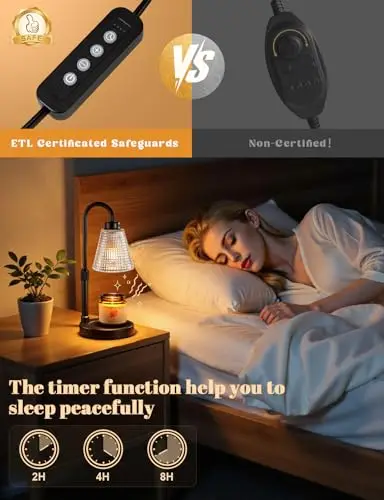 

Dimmable Candle Warmer with Timer, Adjustable Height Warmer for Jar Candles & Wax Melts, Ideal Birthday Gift for Mother