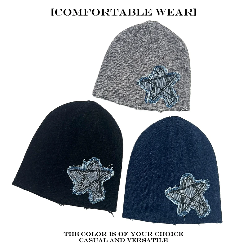 شخصية دافئة ريترو موضة بيني الشارع تنوعا ins عادية جديدة الرجال النساء الكورية بسيطة التصحيح الخماسية نجمة قبعات منسوجة #4