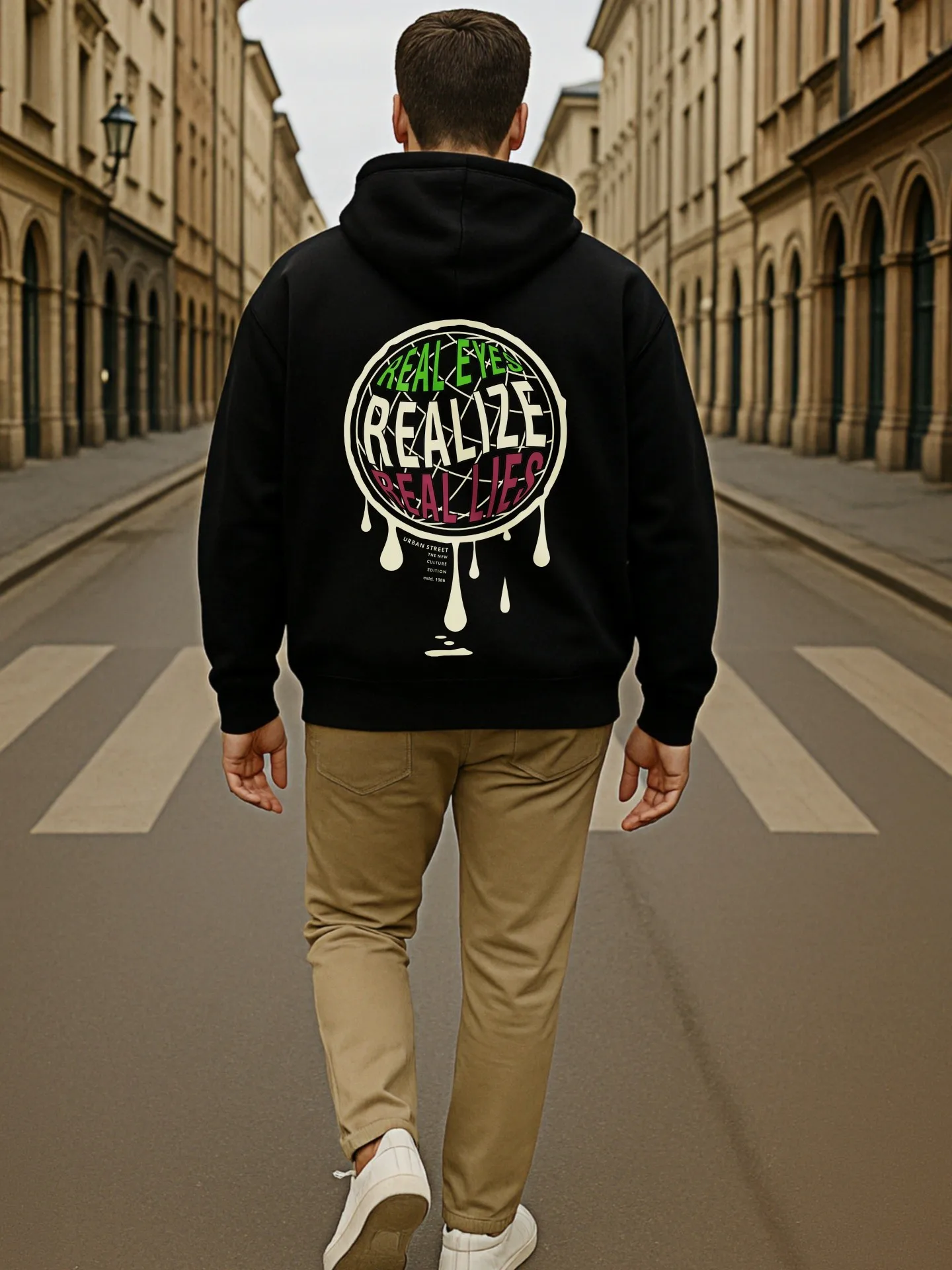 هوديي جرافيك للرجال، طباعة حروف، نمط ملابس الشارع، مزيج القطن، للشباب، للارتداء اليومي