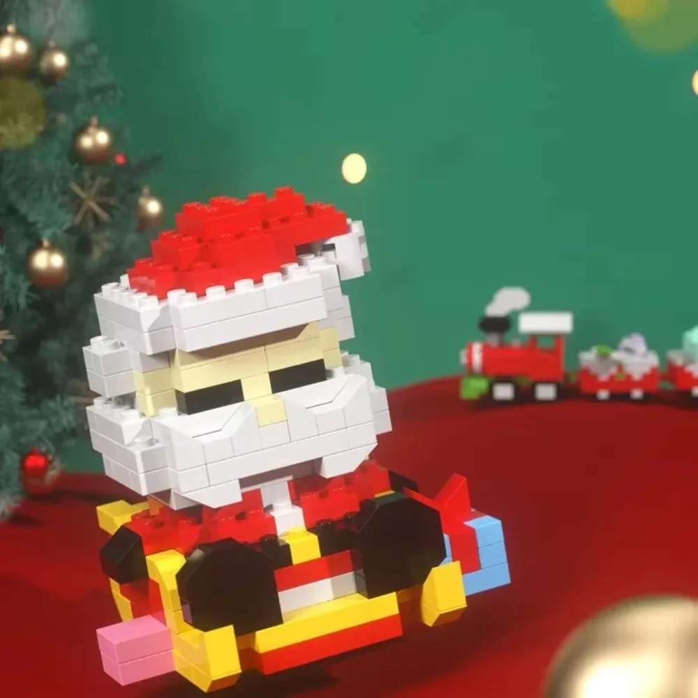 2pcs Santa Claus Figure Micro Building Block Reindeer Puzzle DIY Assembling Bricks Christmas Gifts Xmas Tree