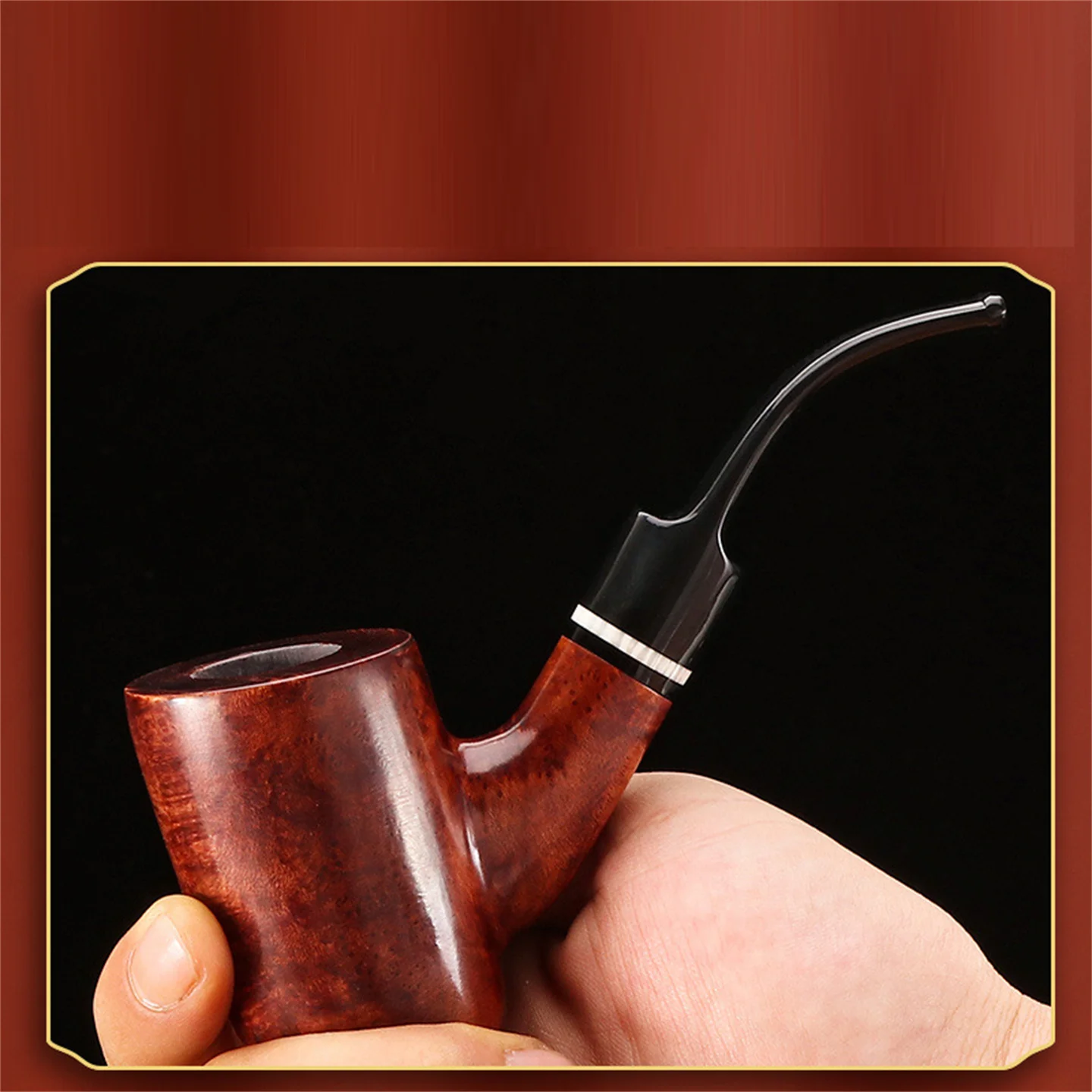 Imagem -03 - Handmade Hammer Briar Wood Pipe com Acessório Filtro Cut Tobacco Pipe Cavalheiro Retro tipo Bent Presente do Pai mm