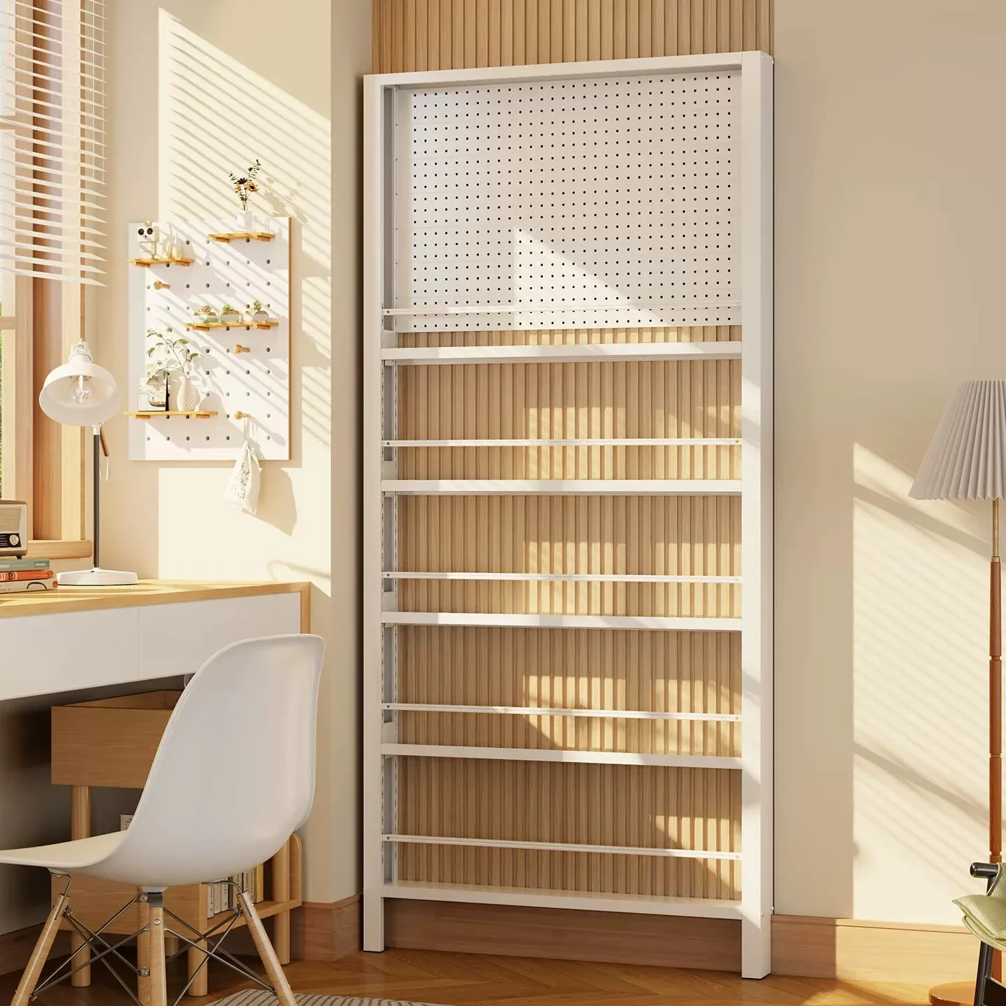 Door storage rack against the wall Floor-to-ceiling multi-layer  picture book  Wall-mounted storage Ultra-thin steel household