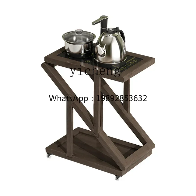 

DF Zws. Household solid wood tea cabinet with wheel tea cart Kung Fu tea table boils water integrated