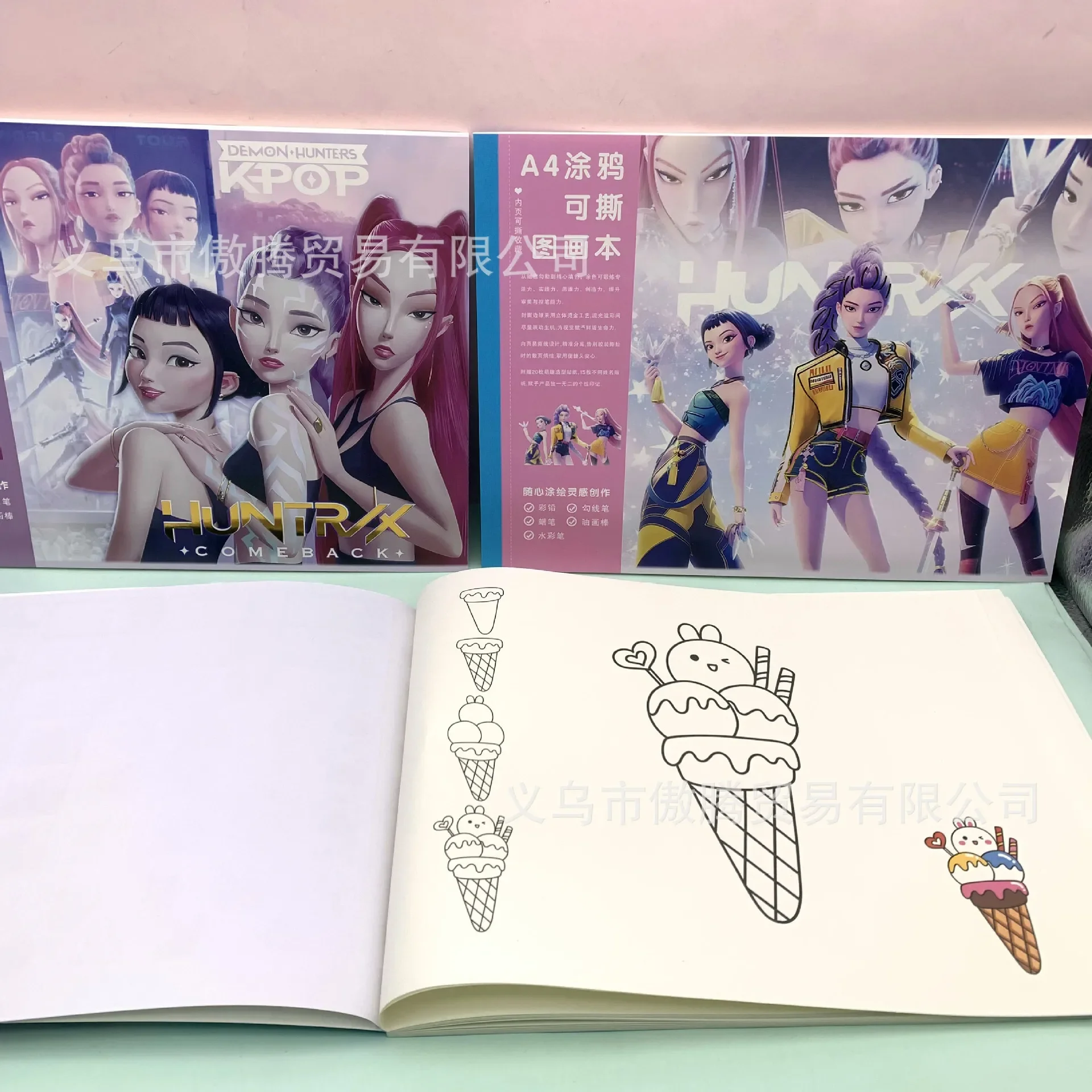 

Kpop Demon Hunters Anime A4 Sketchbook, Thick Drawing Pad, Cute Cartoon Art Notebook for Students, Kawaii School Stationery