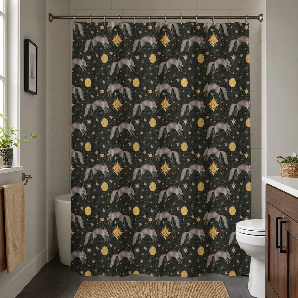 Luxury Dark Celestial Pegasus Horse Pattern Shower Curtain Waterproof Bathroom Tapestry Gothic Mythical Animal Decor for Men Wom
