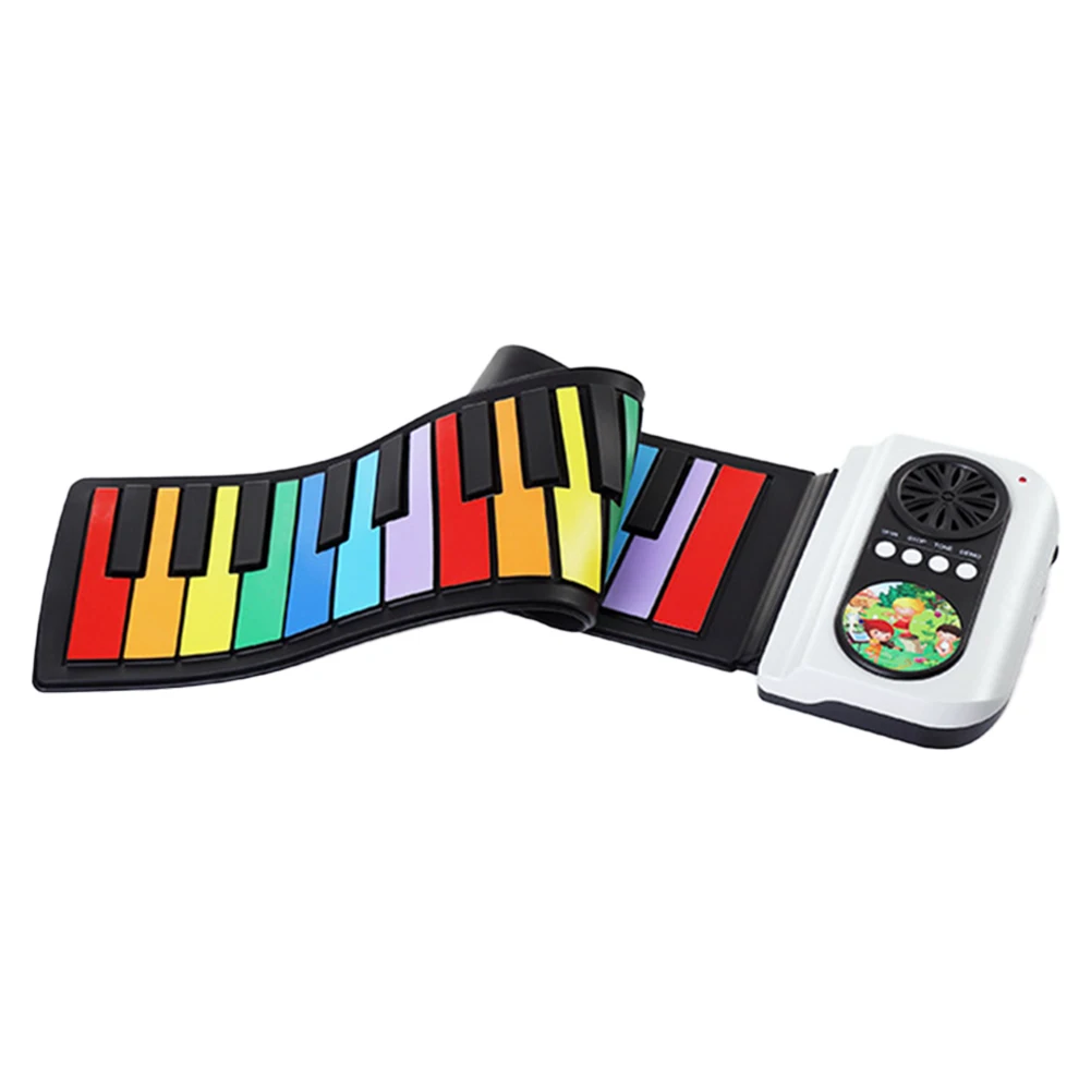 49 Keys Flexible Roll Up Piano Inner Drum Model Function Music Keyboard Piano USB Input MIDI Out Soft Silicone Gift for Children