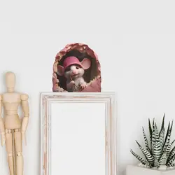 Cartoon Little Rat Hole Sticker Mouse Hole Cute Mouse Hole Wall Stickers DIY Mini 3D Rat Wall Decal Wall Beautification