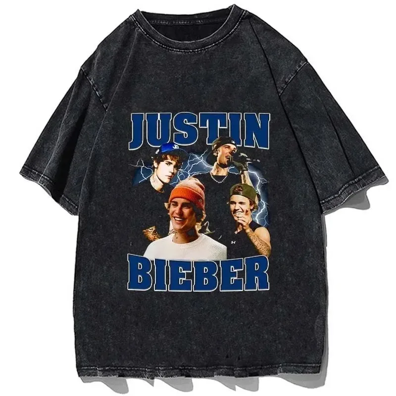 Hip Hop Rapper Justin Bieber T-shirt Fashion Cotton Oversize Shirt Summer Men Women Casual Short Sleeve Tees Tops Streetswear