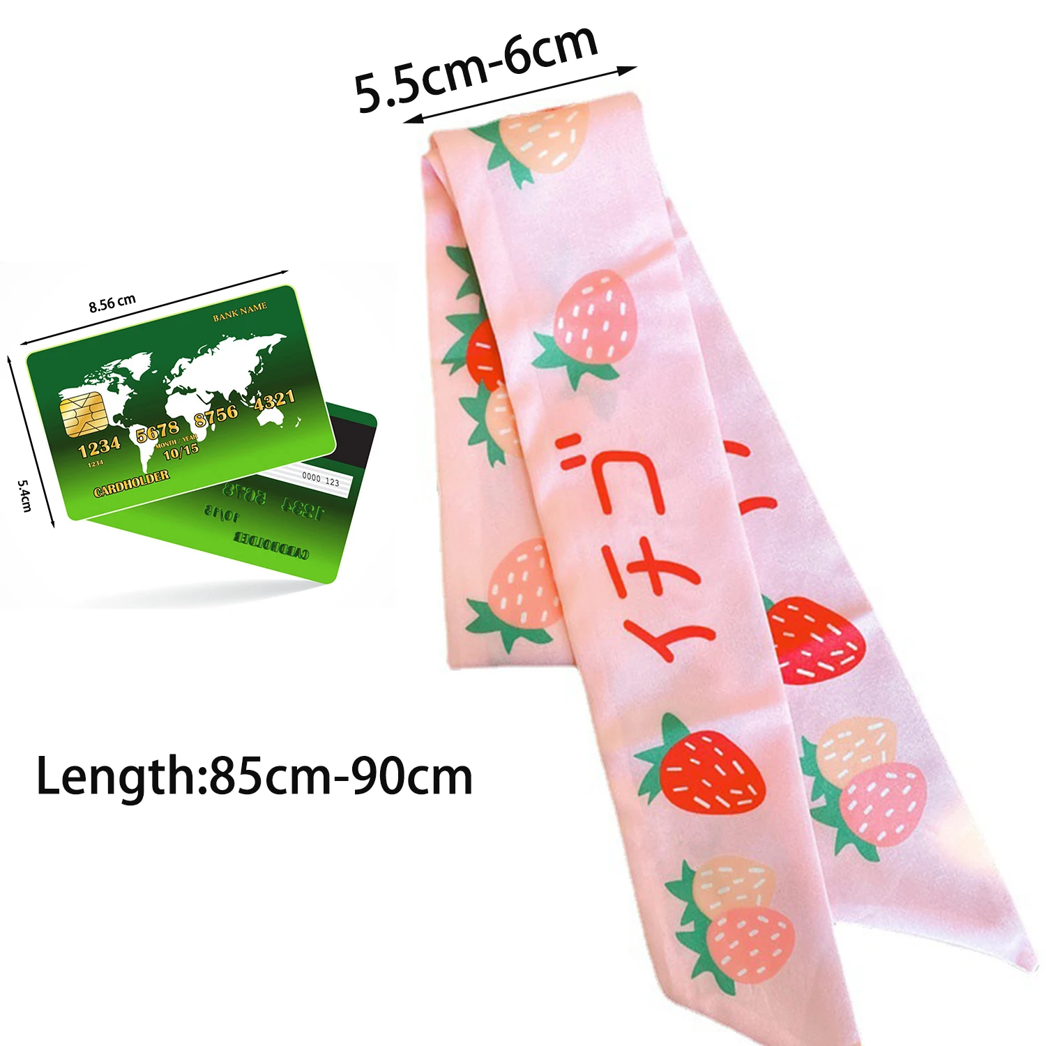 Fruit Print Long Small Silk Hair Scaf Fashion Soft Ribbon Scarves Grils Lady Narrow Neckerchief Sweet Multi-Function Headwearr