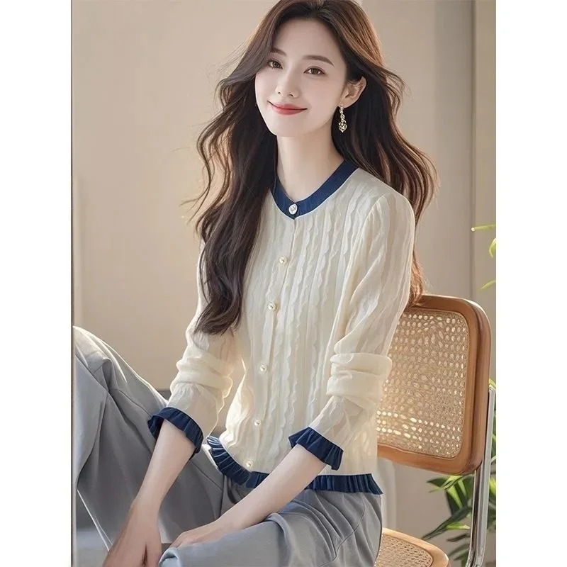 

Цветной вязаный кардиган Blo ort, женская верхняя одежда, весенне-осенний утягивающий модный топ, качественное клеевое волокно, новинка 2025, Sle