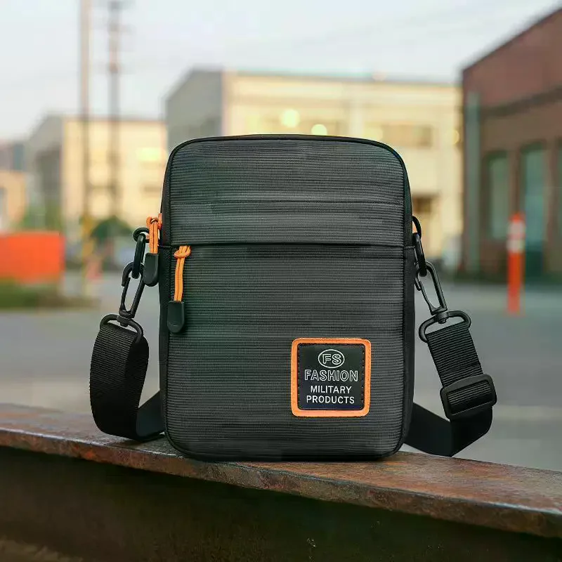 Men's Water Resistant Nylon Crossbody Bag Lightweight Multiple Compartments Zipper Adjustable for Travel Hiking Daily Commute