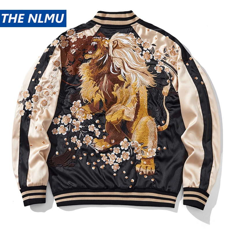 Vintage Streetwear Japanese Sukajan Souvenir Jacket 2026 Spring Lion Embroidered Baseball Jacket Student Youth Varsity Coats