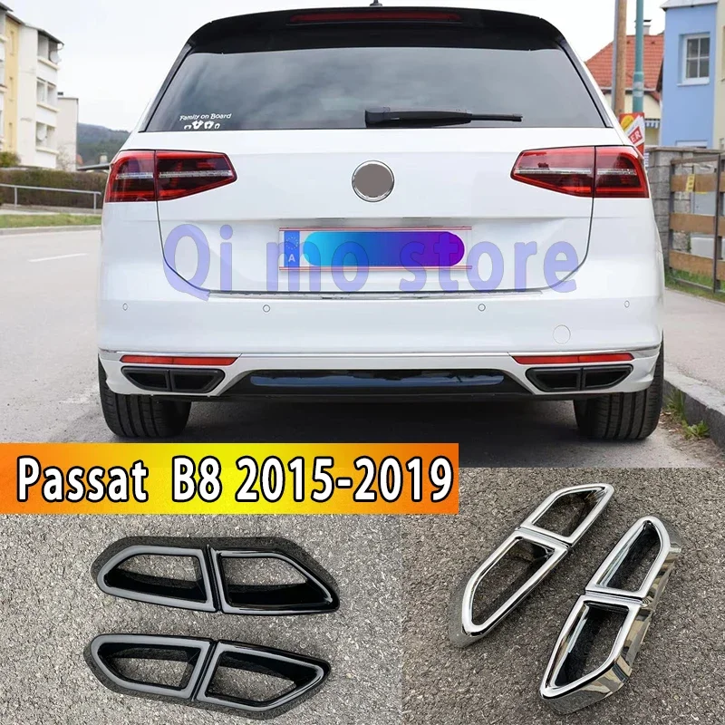 For VW Passat B8 Variant 2015- 2019 Rline Rear Exhaust Modification Four Holes Chrome Exhaust Diffuser Frame body Kit