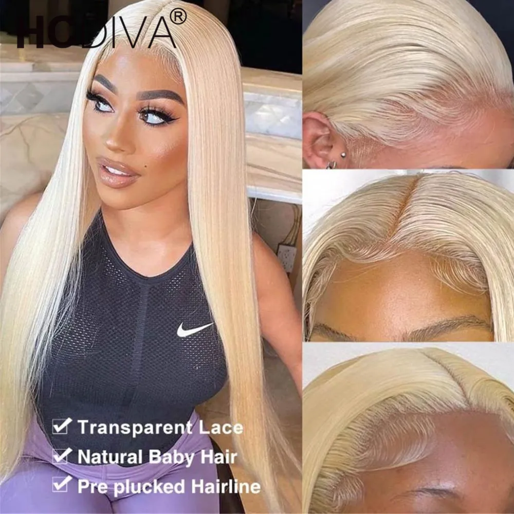 

613 Blonde Straight Lace Front Human Hair Wig Long Hair 40 42Inch Transparent T Part Lace Wig For Women Brazilian Remy Hair Wigs