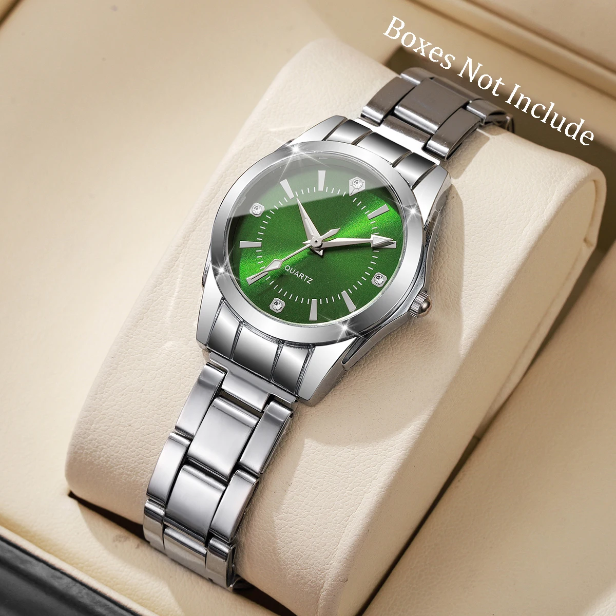 Relojes clásicos de moda con incrustaciones de diamantes de imitación para Mujer, relojes de pulsera informales de cuarzo con tira de acero, Reloj para Mujer (sin caja)