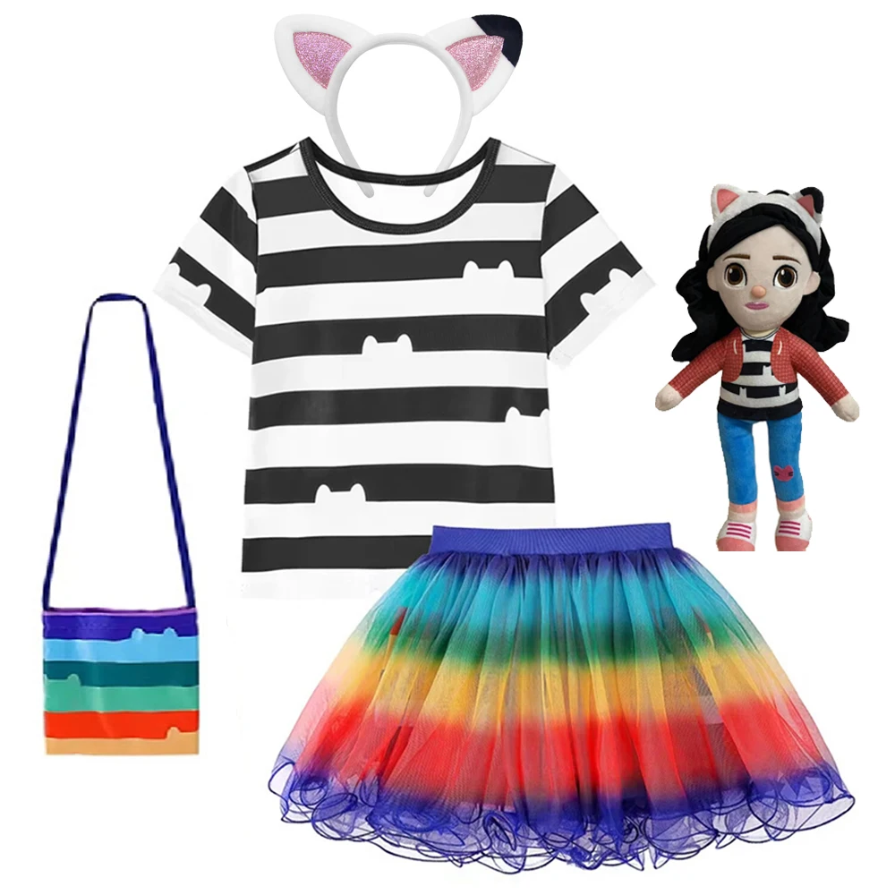 

Детские комплекты юбок, кукла Ggabby, детская вечеринка для девочек, домики Габби с котом, карнавальный костюм для косплея на Хэллоуин, костюмы для детей 3-8 лет