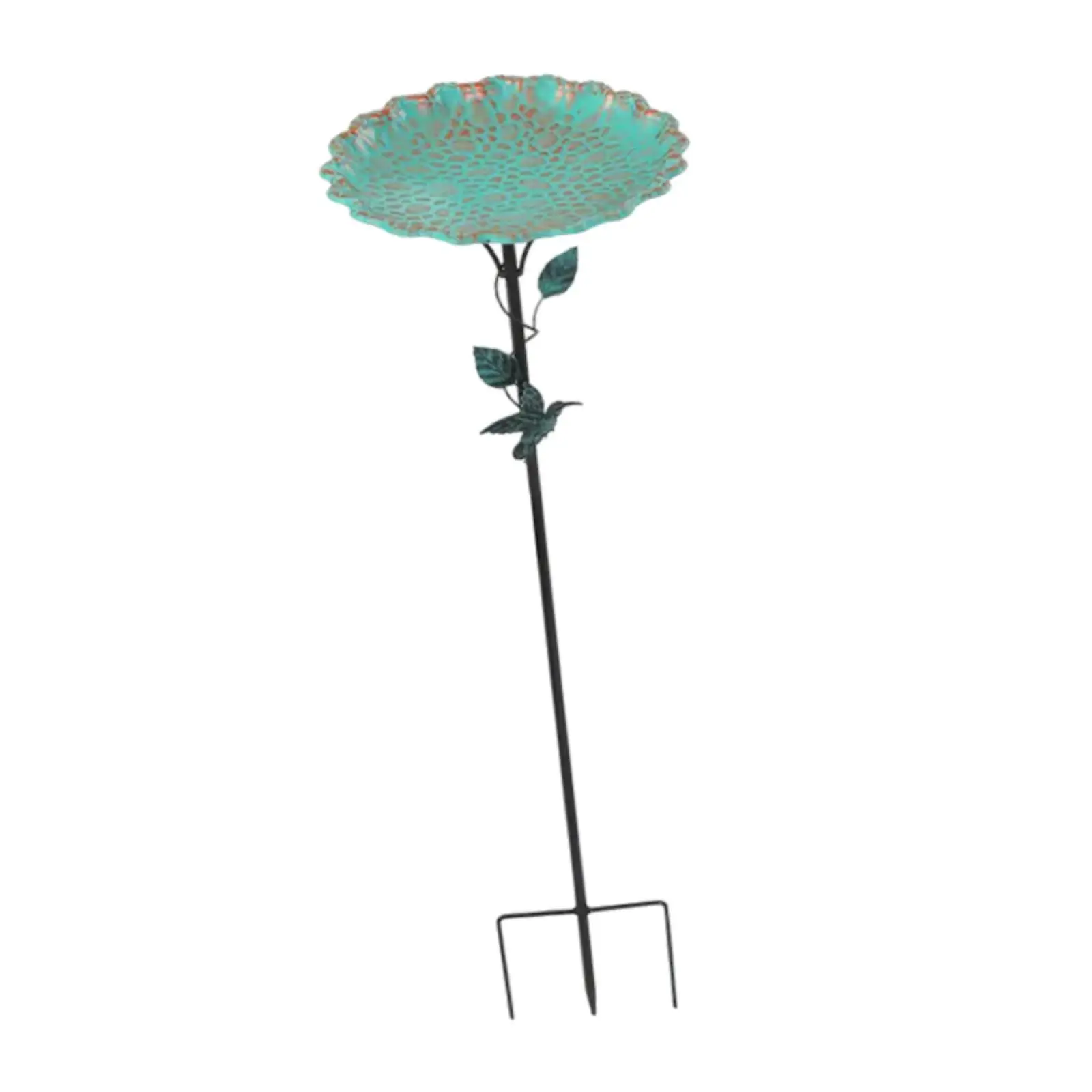 Birdfeeder with Metal Stake Ornament Gift Iron Weatherproof Decorative Bird Bath