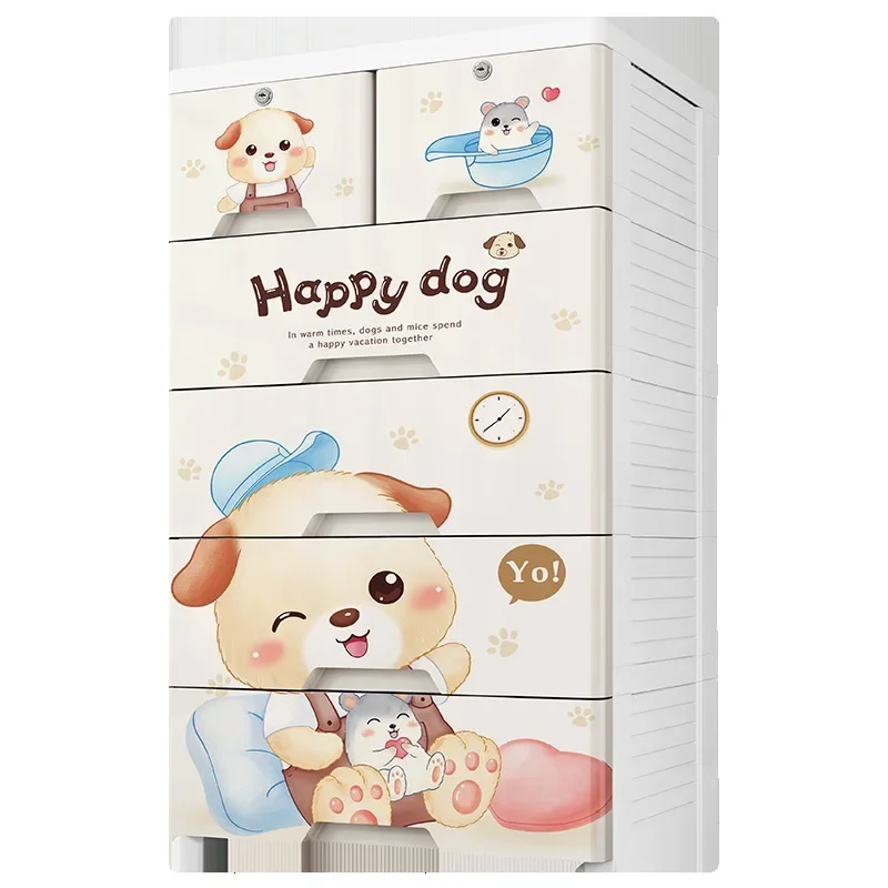 

Drawer Storage Cabinet Small User Cartoon Storage Cabinet Rental Apartment Multi-storey Plastic Baby Clothes Sorting Cabinet