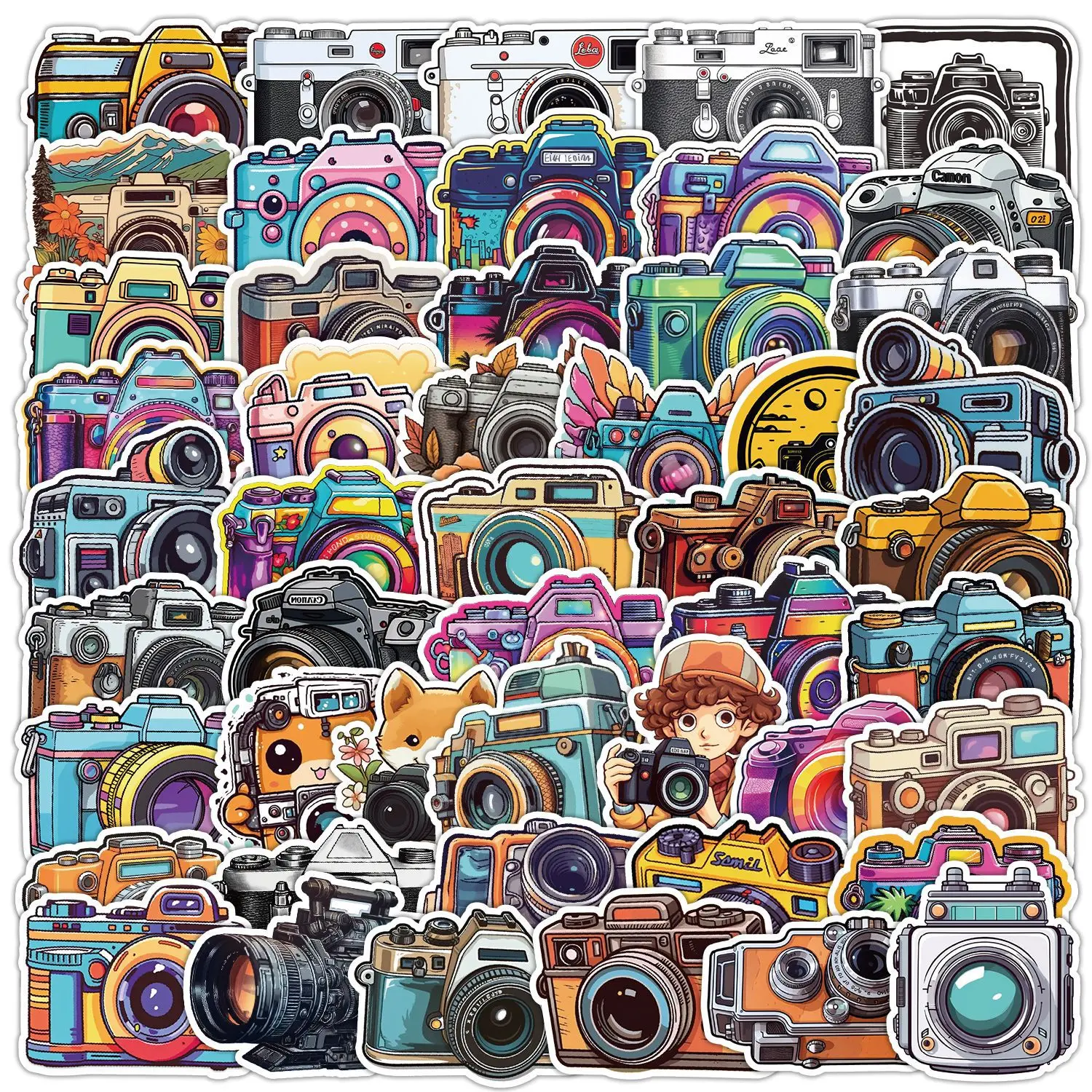 50Pcs Retro Camera Series Graffiti Stickers Suitable for Laptop Helmets Desktop Decoration DIY Stickers Toys Wholesale