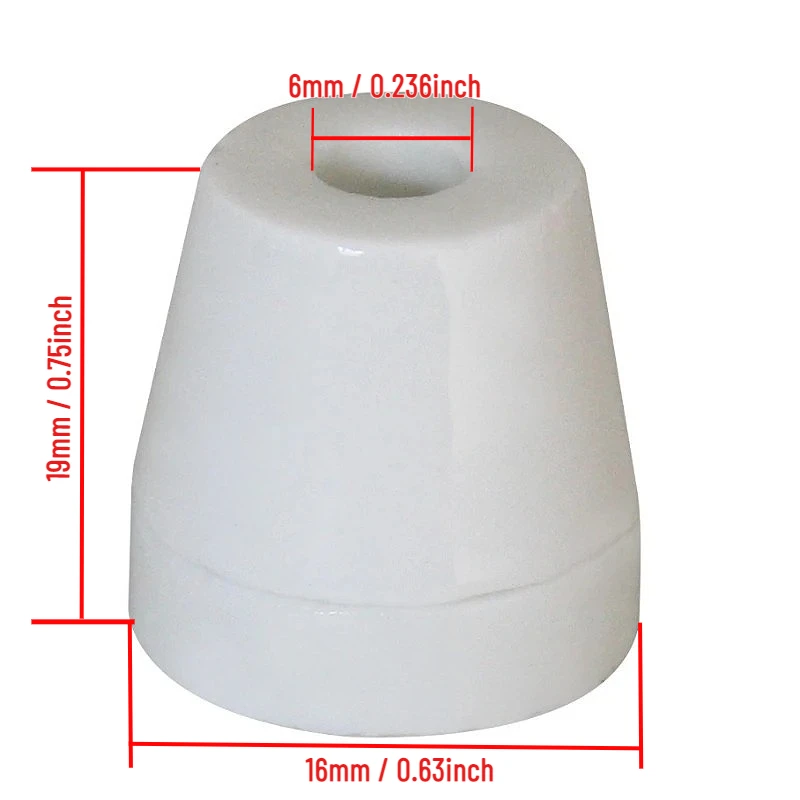 6mm Ceramic Tapered Porcelain Tube Ceramic Beads Alumina Porcelain Stepped Insulator for Heating Wire Oven 10/20/30/40/50 Pcs