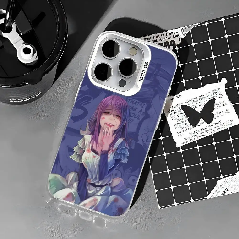 

EPC JKamishiro Rize Anime Tokyo Ghoul Fshion Phone Case IMD Color Silver Shell For IPhone 16 15 14 13 12 11 Pro Max Plus