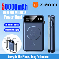 Xiaomi 50000mAh Portable Wireless Charging Power Bank Magnetic Charging Built-in Wire Mobile Phone Battery For Iphone Samsung