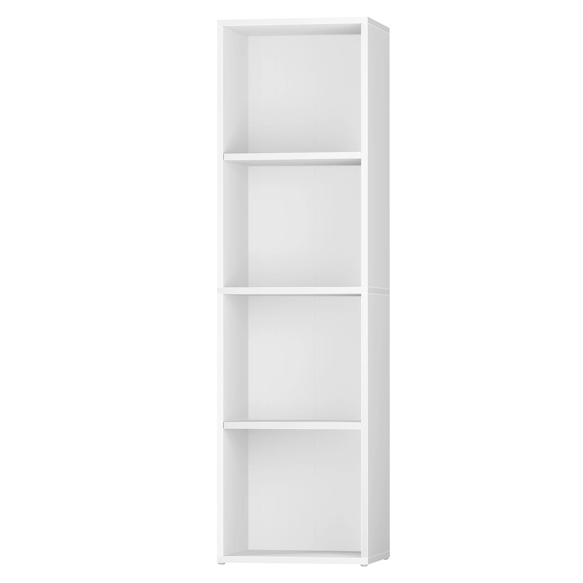 VASAGLE Librería, Estantería de 4 Niveles, Compartimentos Abiertos, 24 x 30 x 106 cm, para Sala de Estar, Estudio, Dormitorio, Blanco Nube