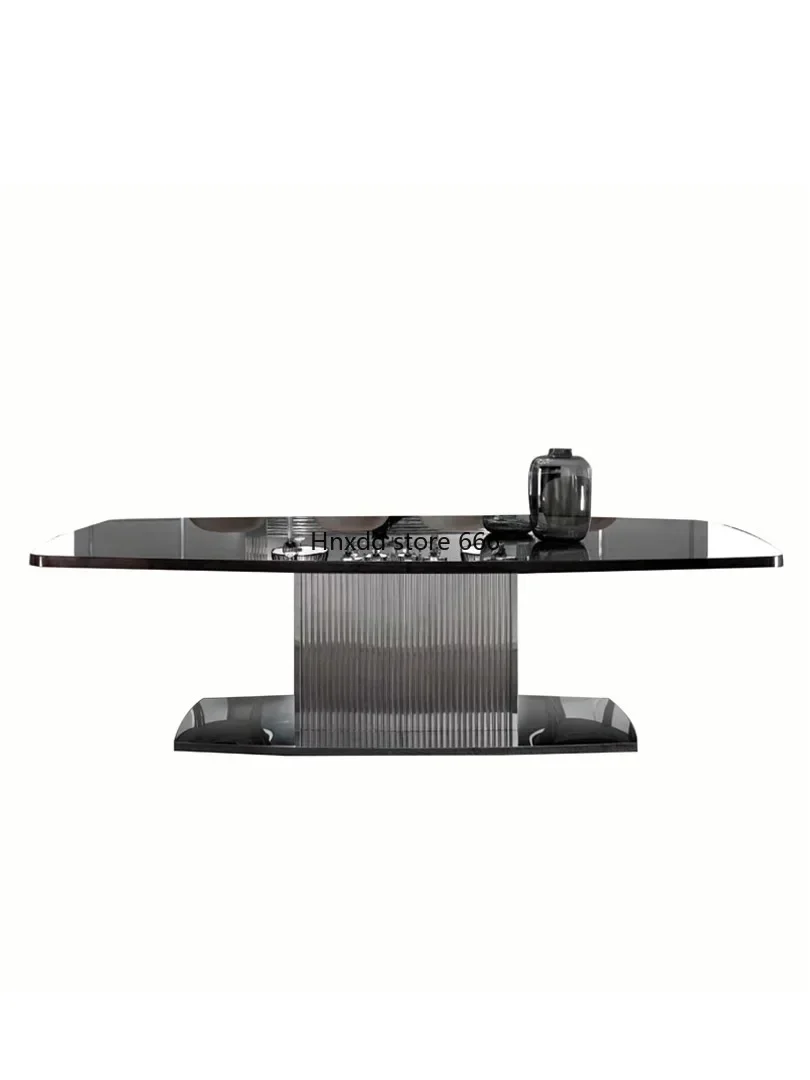 Italian grey marble modern minimalist long dining table