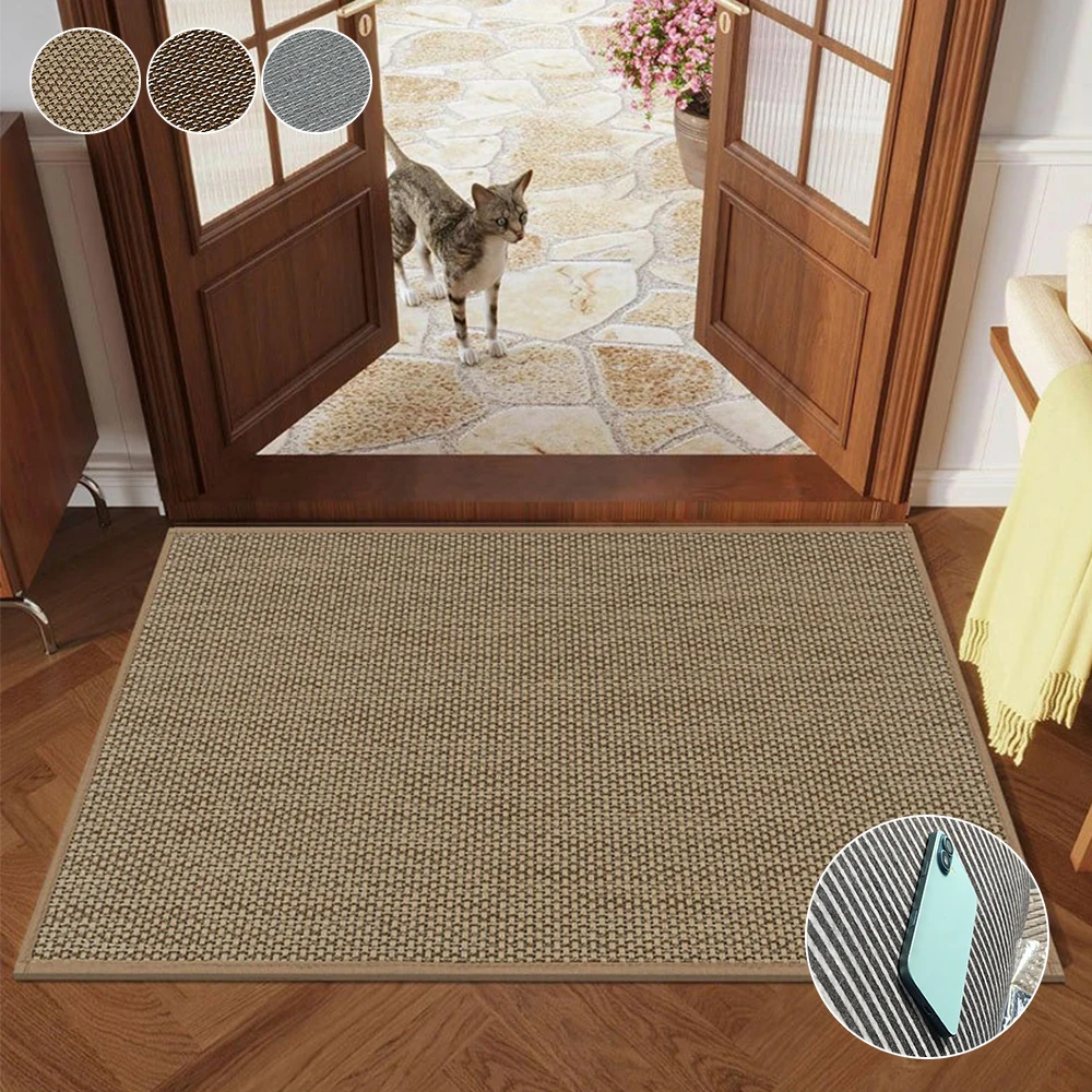 

60x90cm Anti-Slip Self-Adhesive Rug Machine Washable Linen Striped Door Mat for Home Entrance Hallway Bedroom Alfombra Para Sala