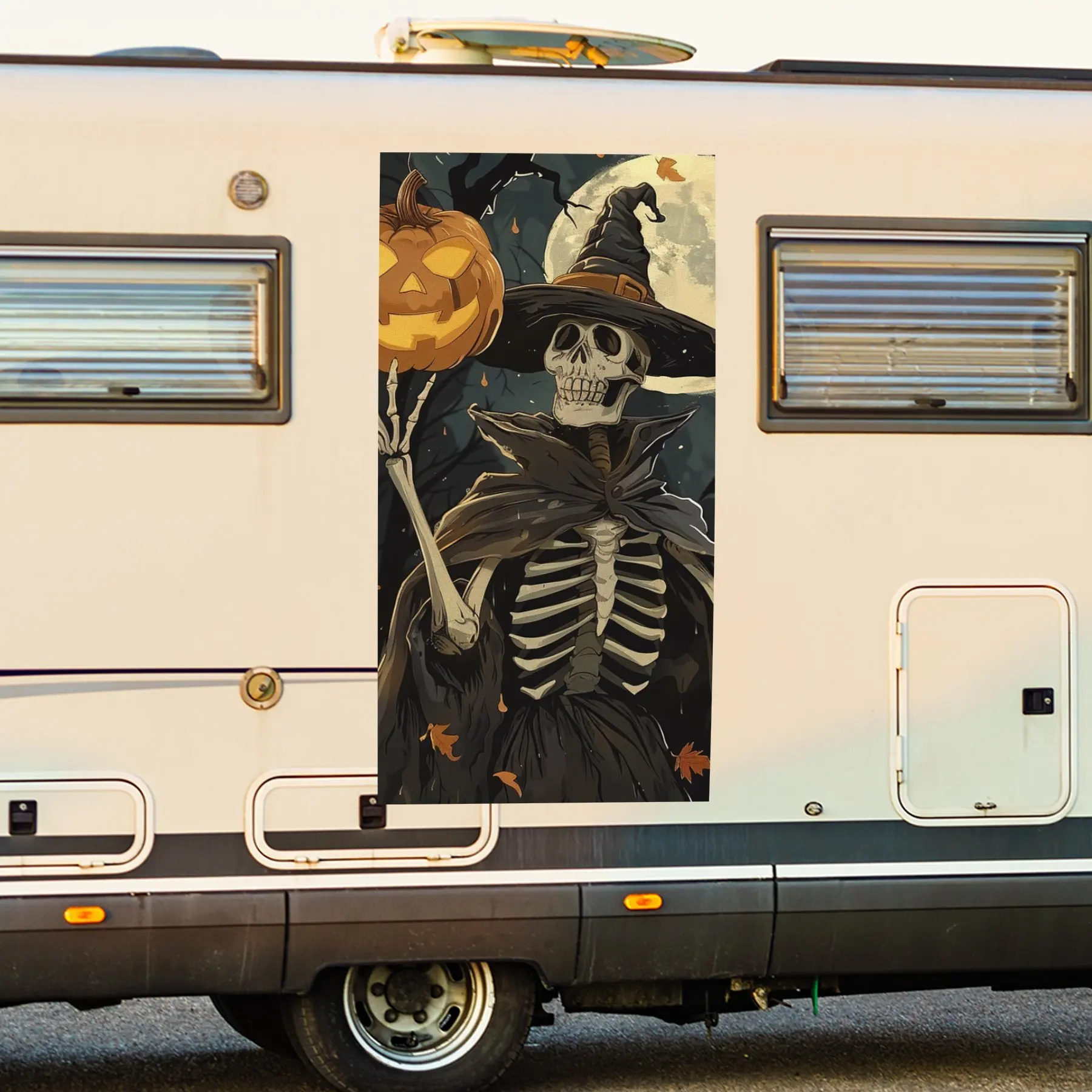 

Хэллоуин череп тыква наклейка, виниловая наклейка для двери автомобиля дома на колесах, водонепроницаемые самоклеящиеся виниловые наклейки для хвоста автомобиля и