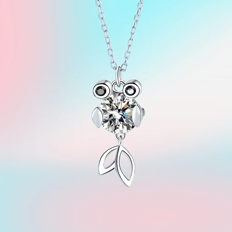 

Роскошный платиновый Pt950 милый кулон в виде рыбки для женщин, дизайнерское ожерелье с муассанитом и бриллиантами, ювелирные украшения для дня рождения, подарок для девочек