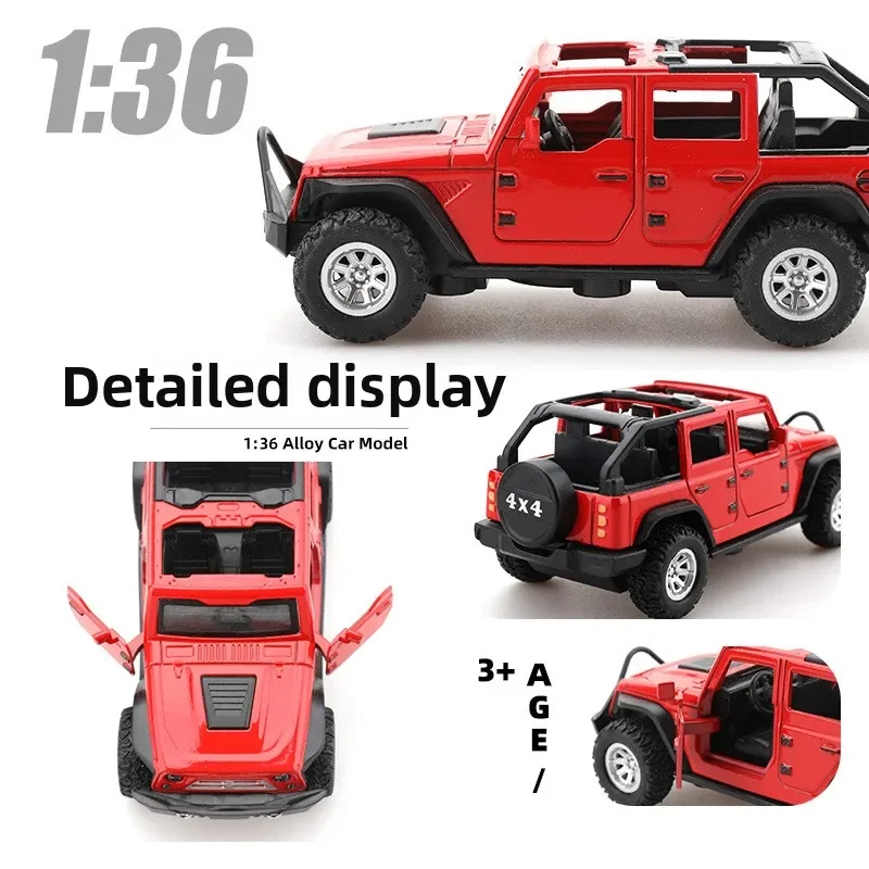 1:36 Giocattoli pull-back per bambini Ornamento giocattolo per auto modello a doppia porta in lega fuoristrada