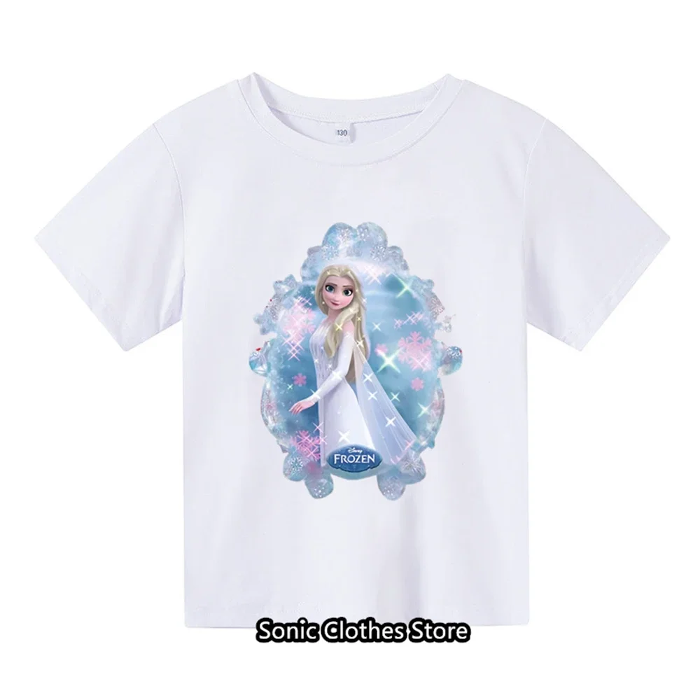 

Short Sleeves Children's Frozen 2 T-Shirts Girls Kids T Shirts Summer Casual Tees Tops 3-14 Years Children Elsa Women Clothes