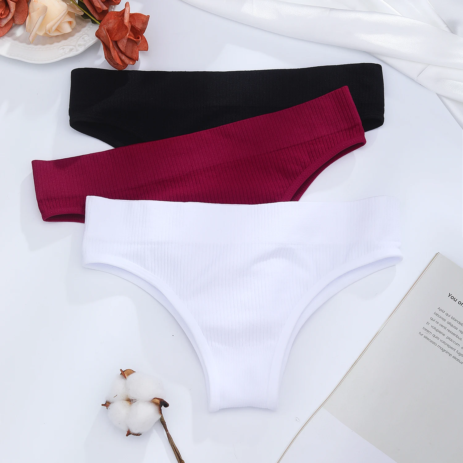 Women Sexy Cotton Brazilian Panties Thong Solid Color Underwear Low Rise Female Soft Intimates Lingerie