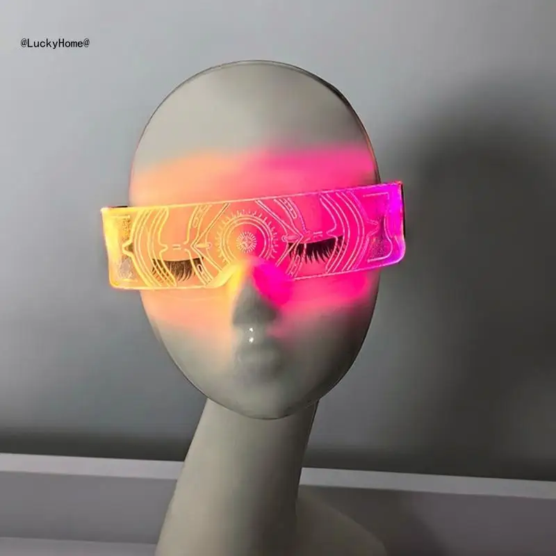 LED Light Up Glasses Futuristic Unisex Eyeglasses Accessory Adjustable Luminous Eyewear for Party Lover and Entertainers 11UA