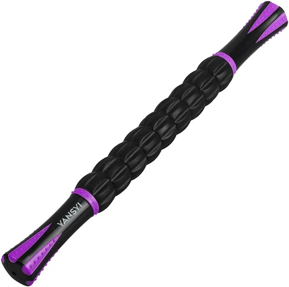 

9-Roller Deep Tissue Massage Stick for Post-Workout Recovery & Pain Relief, Purple