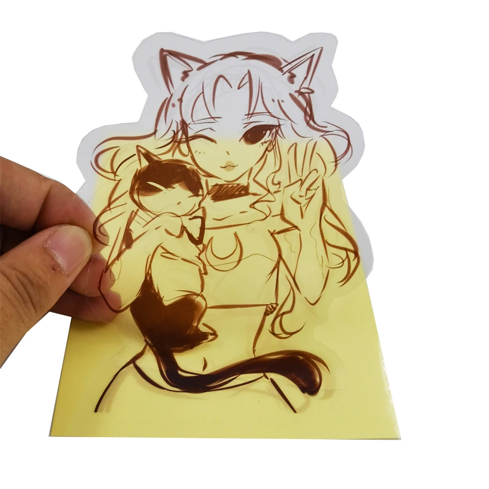 100Pcs 60X30Mm Custom Design Layout Witte Achtergrond Vinyl Sticker Waterdichte Transparante Heteromorphosis Glossy Clear Label Tag