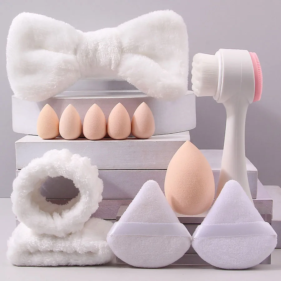 12 قطعة من فرش غسل الوجه الناعمة، واقيات معصم على شكل فيونكة مقاومة للرطوبة وممتصة للماء، إسفنجة مكياج