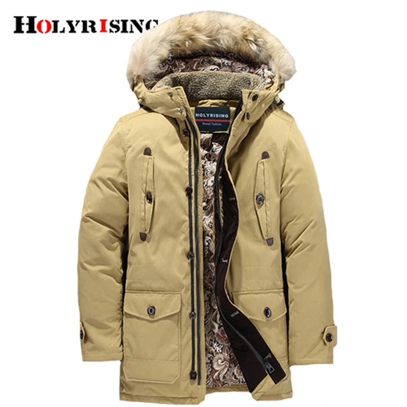 

Holyrising Men Down Jackets 50%White Duck Warm Winter Overcoats Hooded Thick Outwear Light Male Clothing Apparel 18971-5