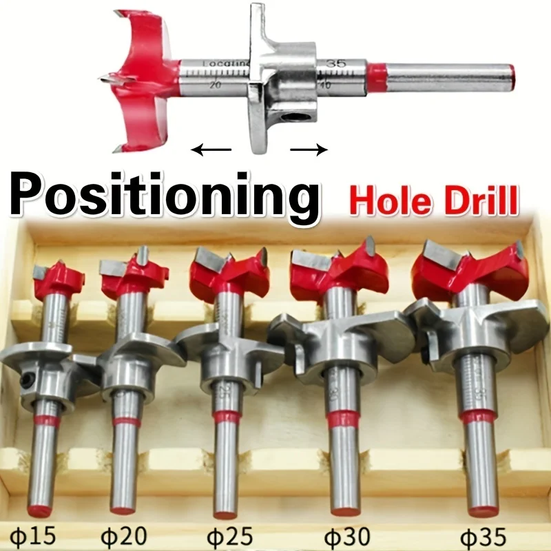 

Woodworking Hole Opener Set Positioning Hard Alloy Flat Wing Drill Adjustable Hinge Hole Expander 15-35mm (With Wooden Box)