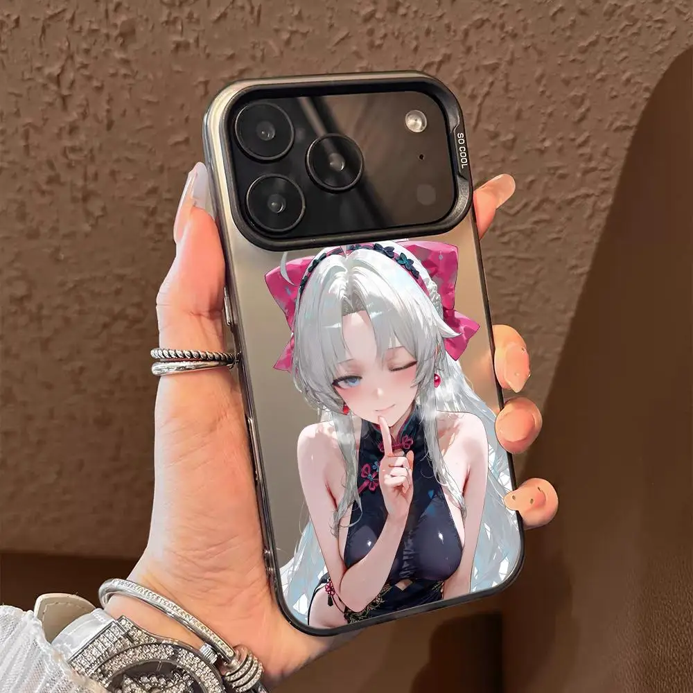 حافظة هاتف لهاتف آيفون 17 16 15 14 13 12 11 برو ماكس أسود أرجواني غير لامع ليزر معدني أورورا فوندا كارلوتا ويذرينج ويفز ويكي