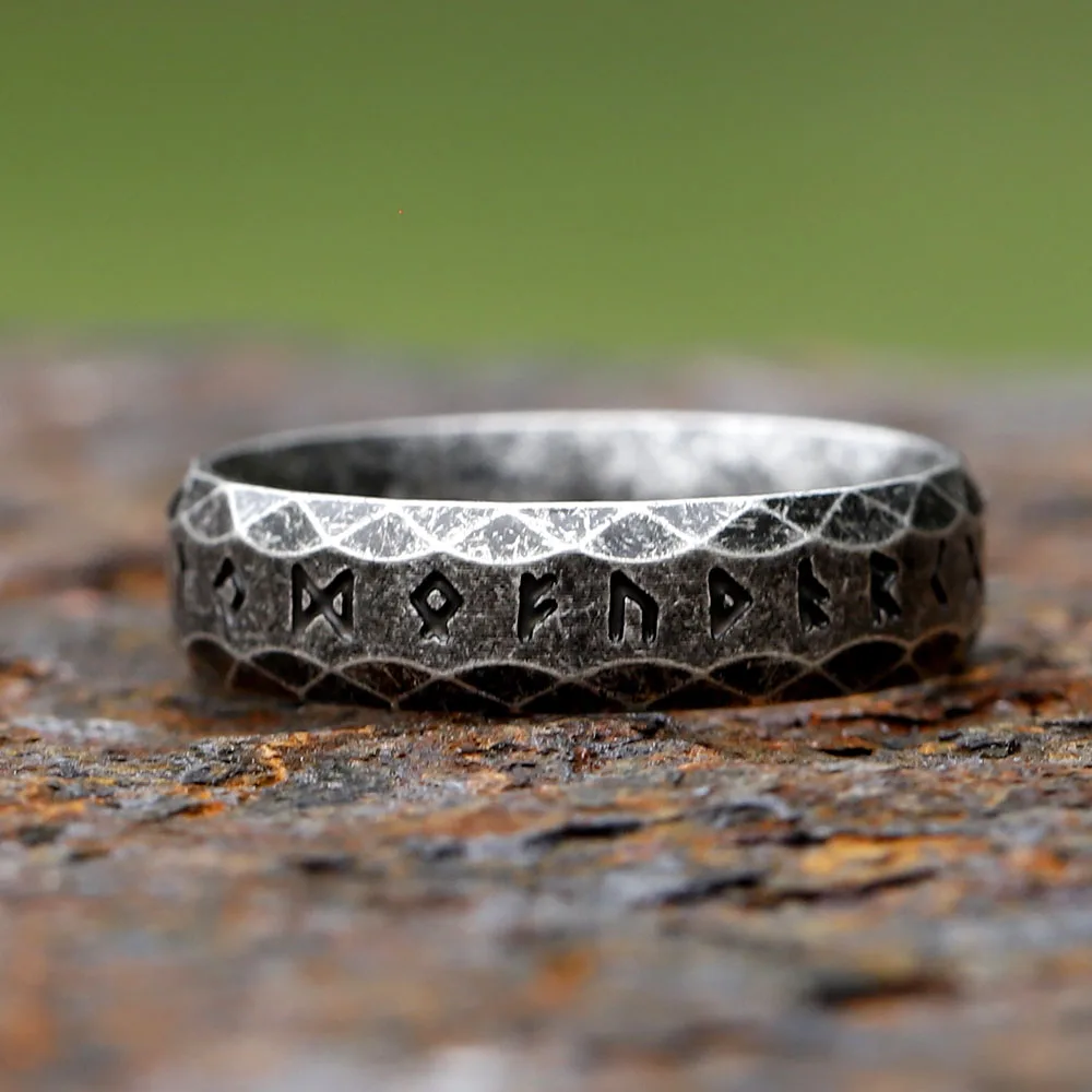 NEW 6MM Stainless steel Ring Punk Style Antique Retro Male Jewelry Viking Ring Female Amulet Vintage Norse Rune Rings For Women view 5