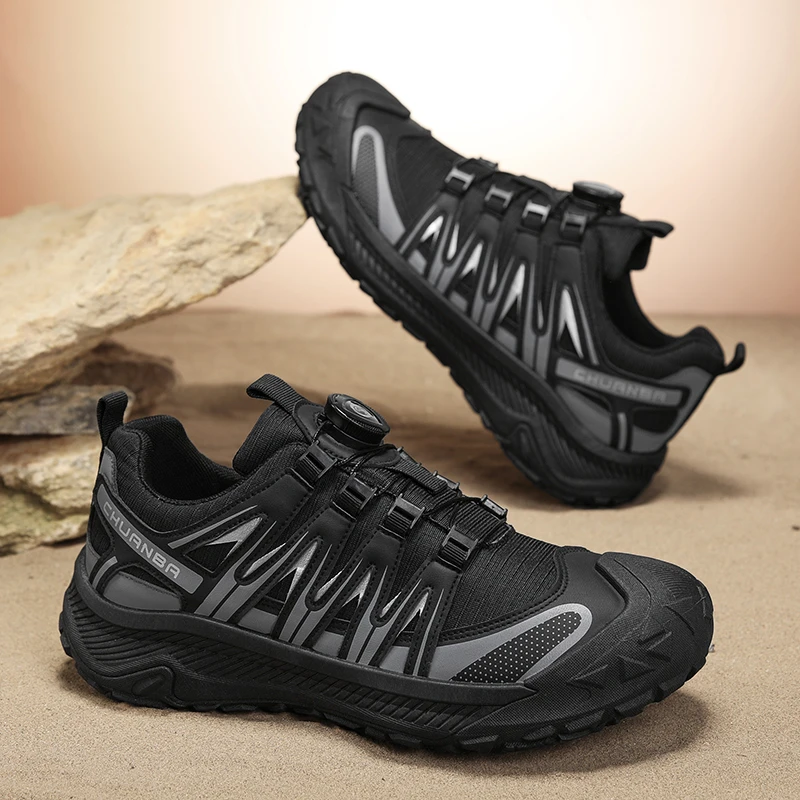 

Rotating Button Men's Shoes Outdoor Climbing Anti-slip Sports Casual Thick Bottom Heightening Dad Trendy Shoes Breathable
