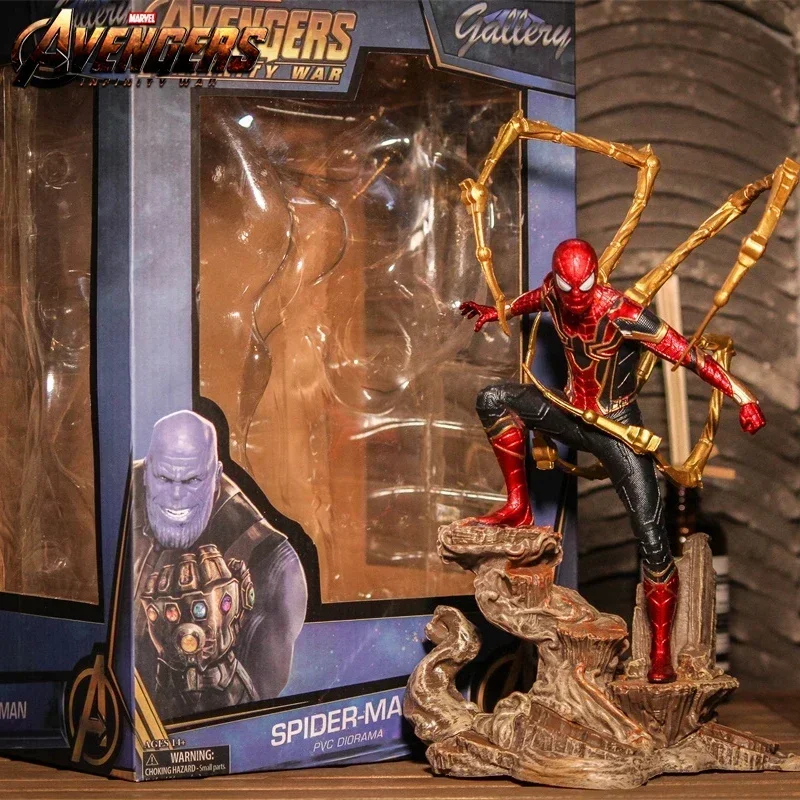 28cm guerra infinita ferro spiderman figura de ação pvc estatueta estátua boneca modelo colecionável decoração brinquedos presentes do festival