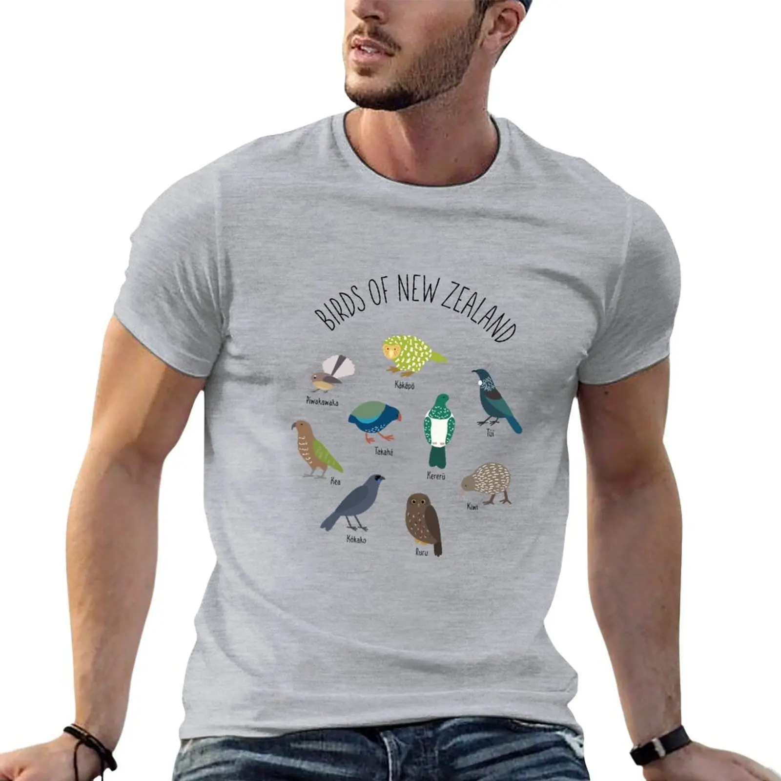 New Birds Of New Zealand - Kiwi, Kakapo, Tui, Fanatail, Kaka, Kea T-Shirt summer tops customized t shirts mens t shirts pack